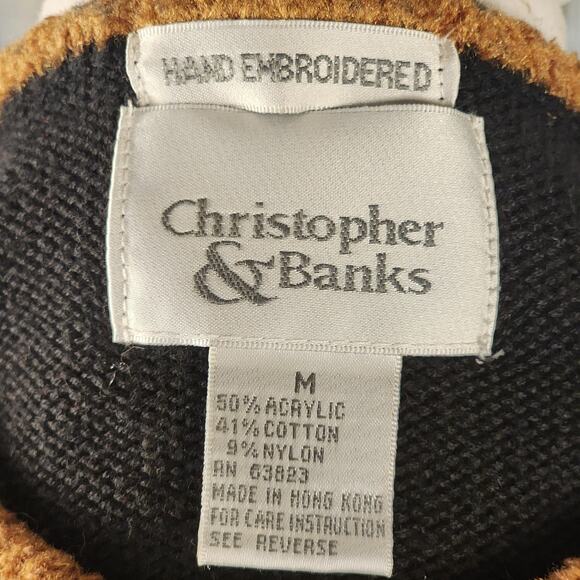 Y2K Christopher & Banks Cat Lady Zip-Up Cardigan Sweater Women's Medium - Picture 7 of 7